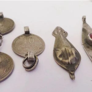 Antique Vintage Silver Collections Lot of Russia USSR Pendant Necklace 3 Coins