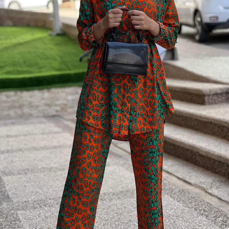 Utility Linen Two Piece Wide Leg Pants Set