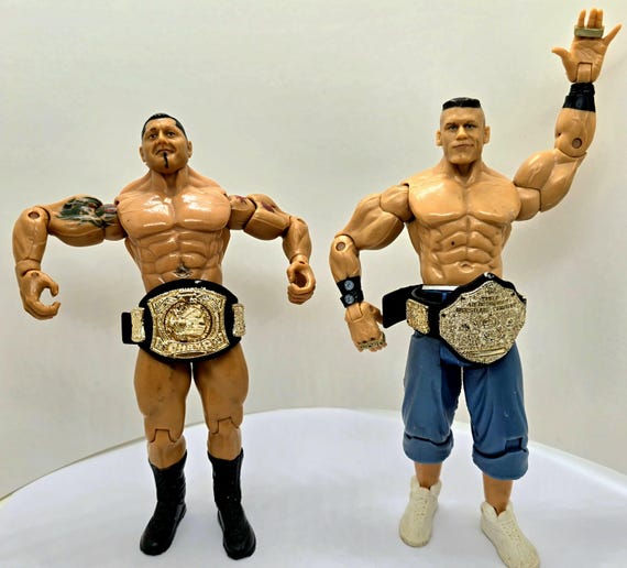 Vintage 2003 WWE John Cena & Batista Figures With Championship