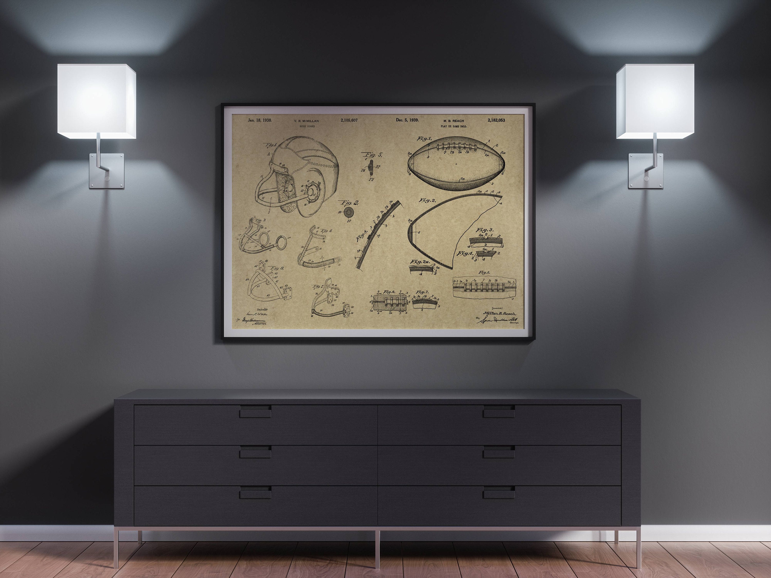 Poster Vintage - Football Américain 1938 Poster Sport Cadeau Original Déco Salon Atelier Garage Sall