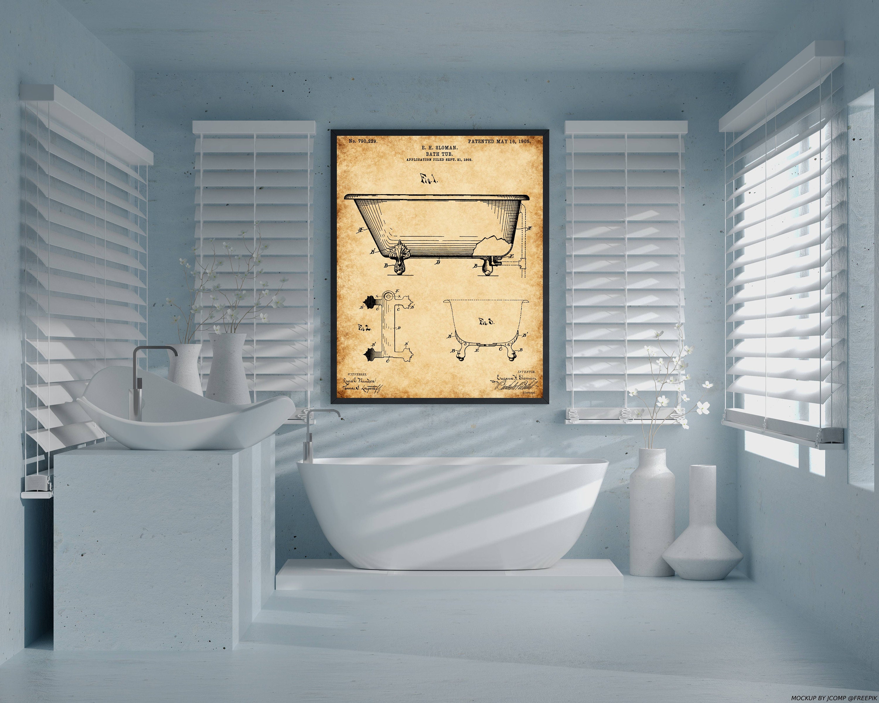 Póster vintage Bañera 1905 Decoración de la pared Cartel | Etsy