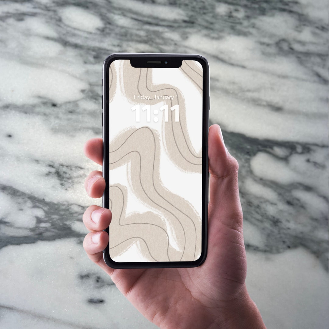 Abstract Neutral Phone Wallpaper Aesthetic Iphone Home Screen Etsy