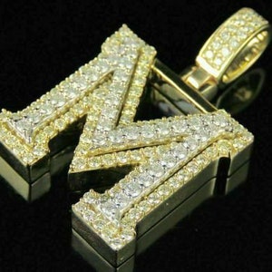 1.91Ct Rundschliff Lab-Created Diamant 14K Gelbgold über 925 Sterling Silber Initial "M" Brief Anhänger In 3D Weihnachtskollektion Schmuck