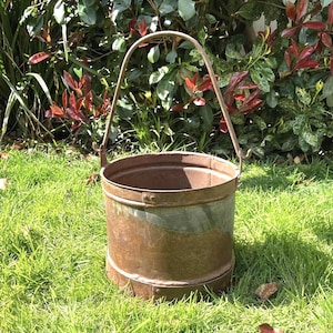 Reclaimed Industrial Galvanised Metal Vintage Hanging Planter Indian Rustic Recycled Plant Pot