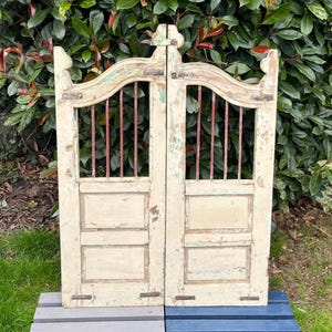 Reclaimed Old Hardwood Indian Garden Dog Gates- Saloon Doors Iron Grilles 107cm