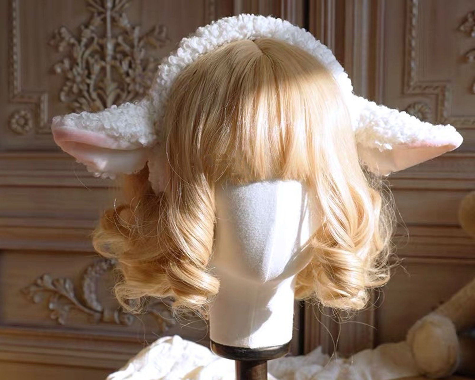 Sheep Ear Cosplay Anime Headwear White Pink Cat Ear Headband - Etsy
