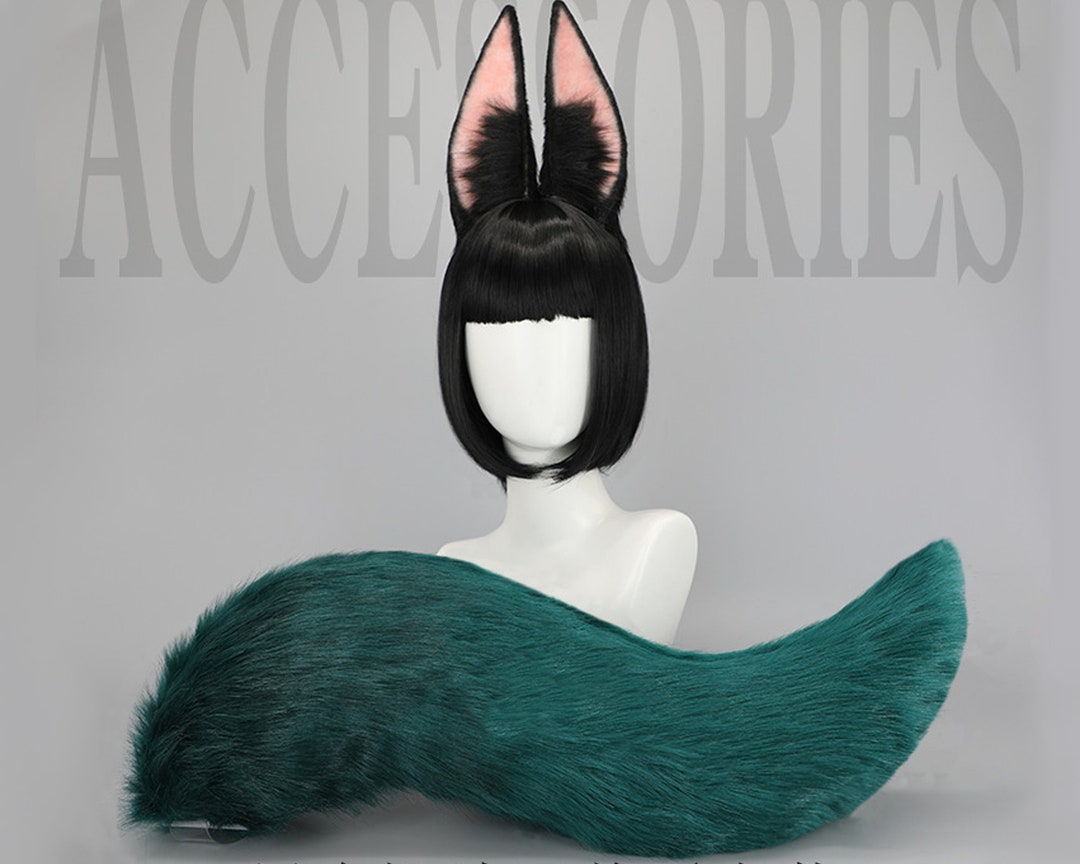 Green Wolf Ears and Tail Setfurry Animal Earwolf Cosplay Etsy
