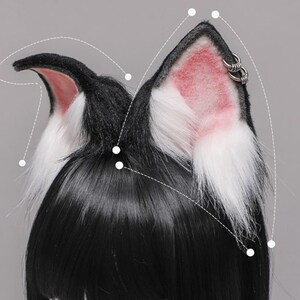 White Black Wolf ear headband,Anime ear,Wolf cosplay ear,Aritificial furry ears Realistic Anubis wolf ear,Emulational beast ear,Faux fur ear image 6