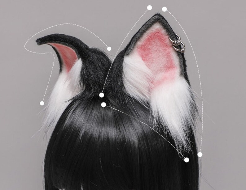 White Black Wolf ear headband,Anime ear,Wolf cosplay ear,Aritificial furry ears Realistic Anubis wolf ear,Emulational beast ear,Faux fur ear image 6