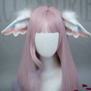 Angel Sheep ear Cosplay Anime Headwear White Pink Cat ear headband Kitten ear-Dog ear,Furry ear,Cosplay,Halloween,Lolita,Ears Hair band gift