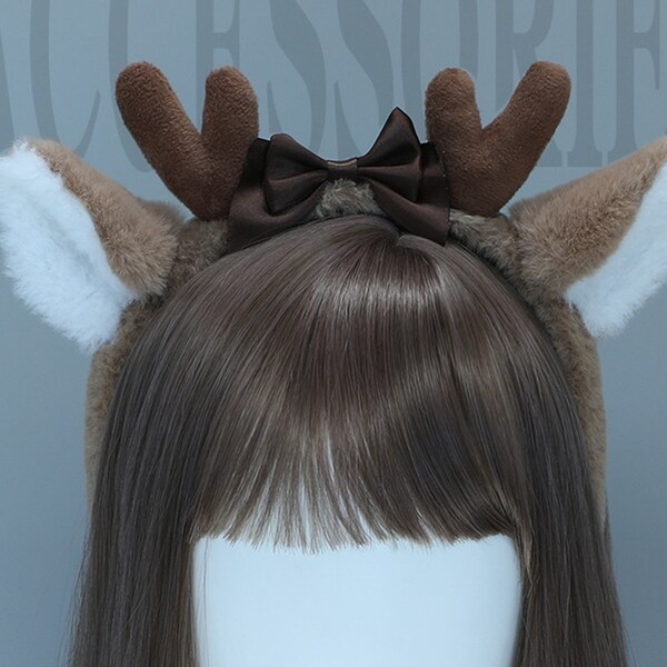 Antlers Ears Headband / Deer Costume / Realistic Doe /Reindeer Antlers Jackalope style/Hand Made Deer Ears Horn Hairhoop Hairbands Christmas