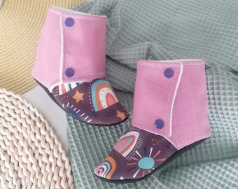 LITTLE KIDS 2-7Y Booties Sewing Pattern & Tutorial, Projector file layers, Baby boots shoes slippers crib shoes sewing