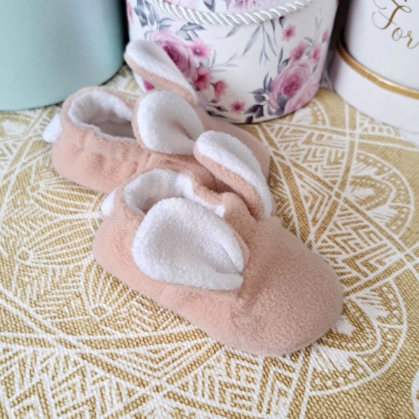 BUNNY BABY 0-2Y Soft Sole Baby Shoes PDF Sewing Pattern & Tutorial, Projector Layers, Baby slippers crib shoes baby booties sewing shower