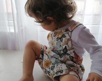 WHIMSY Bloomer Short Romper with straps Sewing Pattern and Tutorial PDF projector layers, Baby romper, sewing pattern, baby pattern, overall