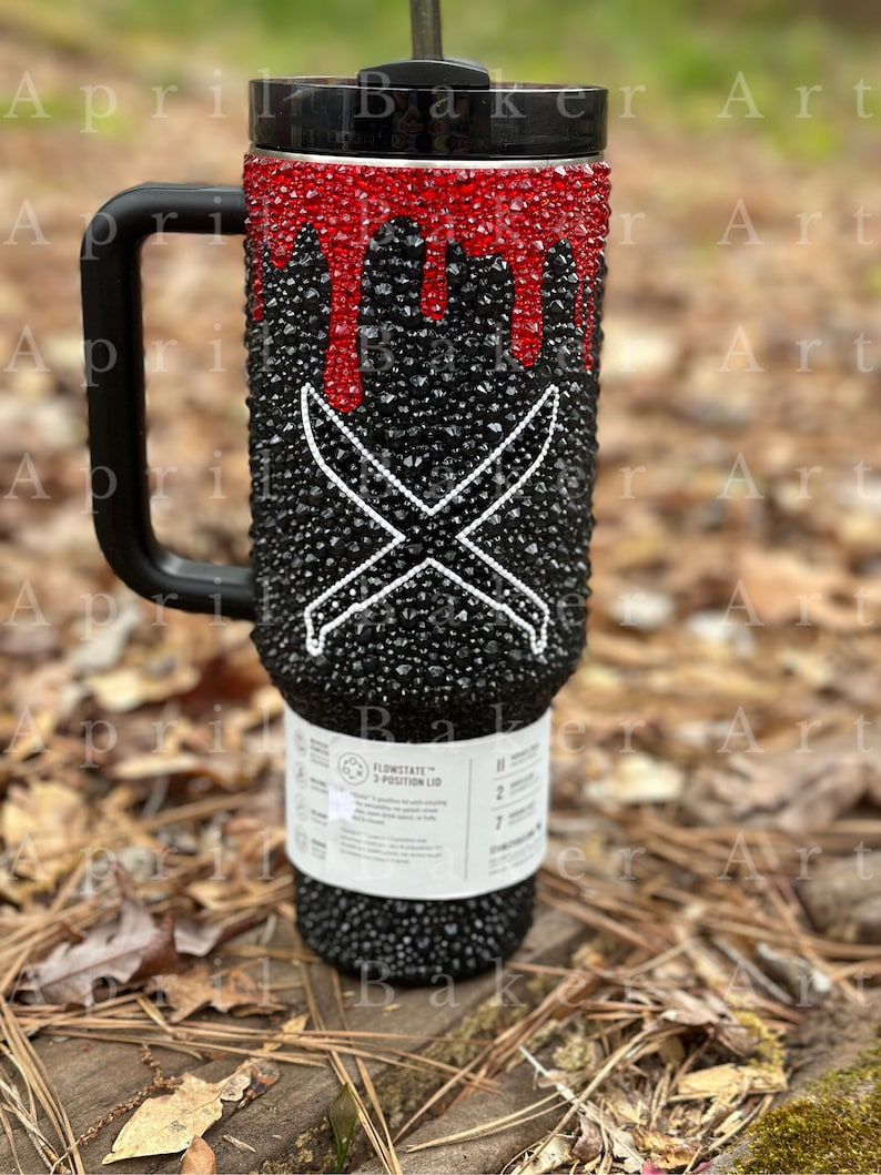 Bling Stanley Quencher 40oz Horror Themed Jason With Blood Drip Bling ...