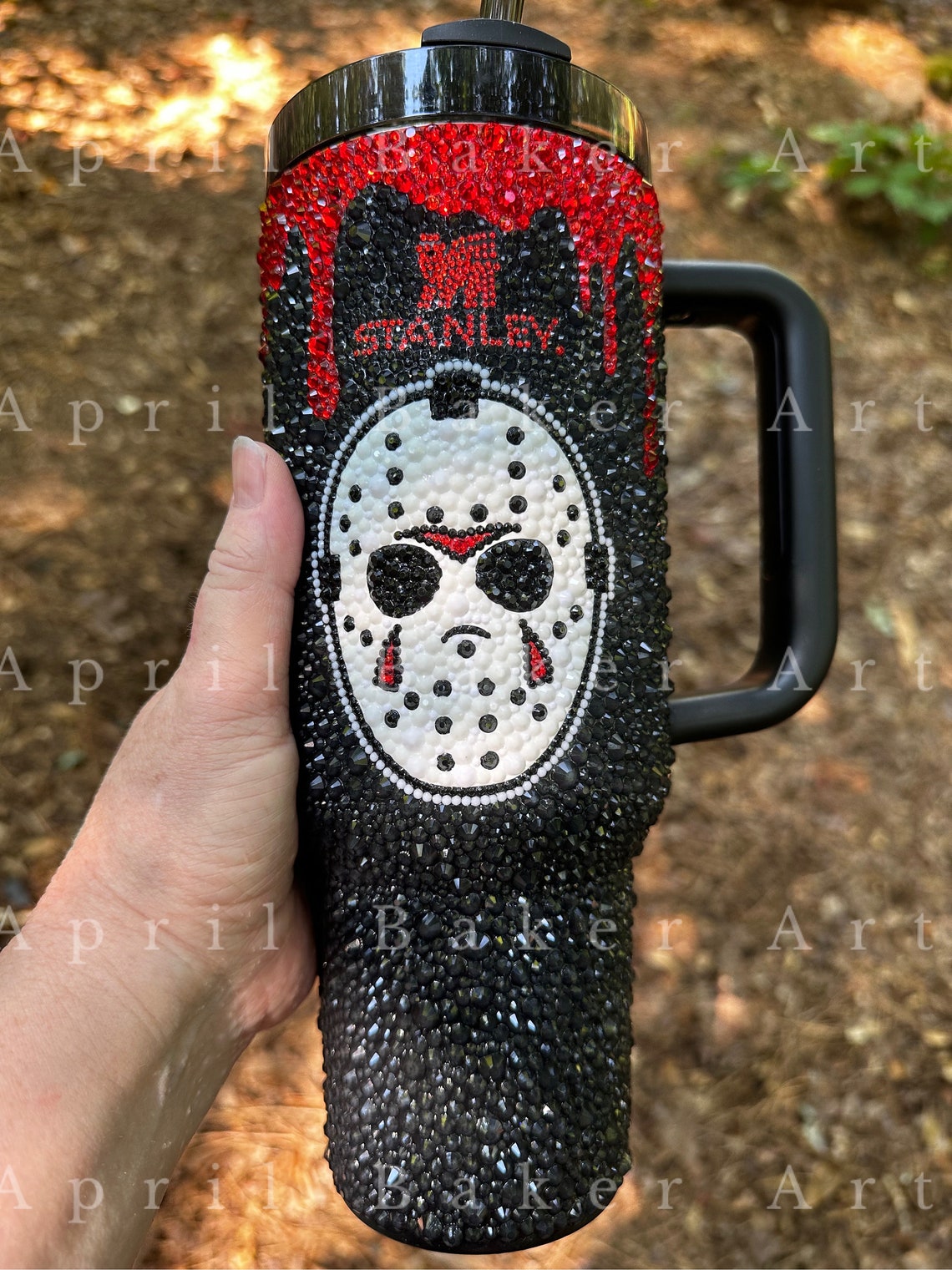 Bling Stanley Quencher 40oz Horror Themed Jason With Blood Drip Bling ...