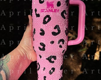 Custom 30or40oz Authentic Leopard Print Bling Stanley Quencher. Choose your color.