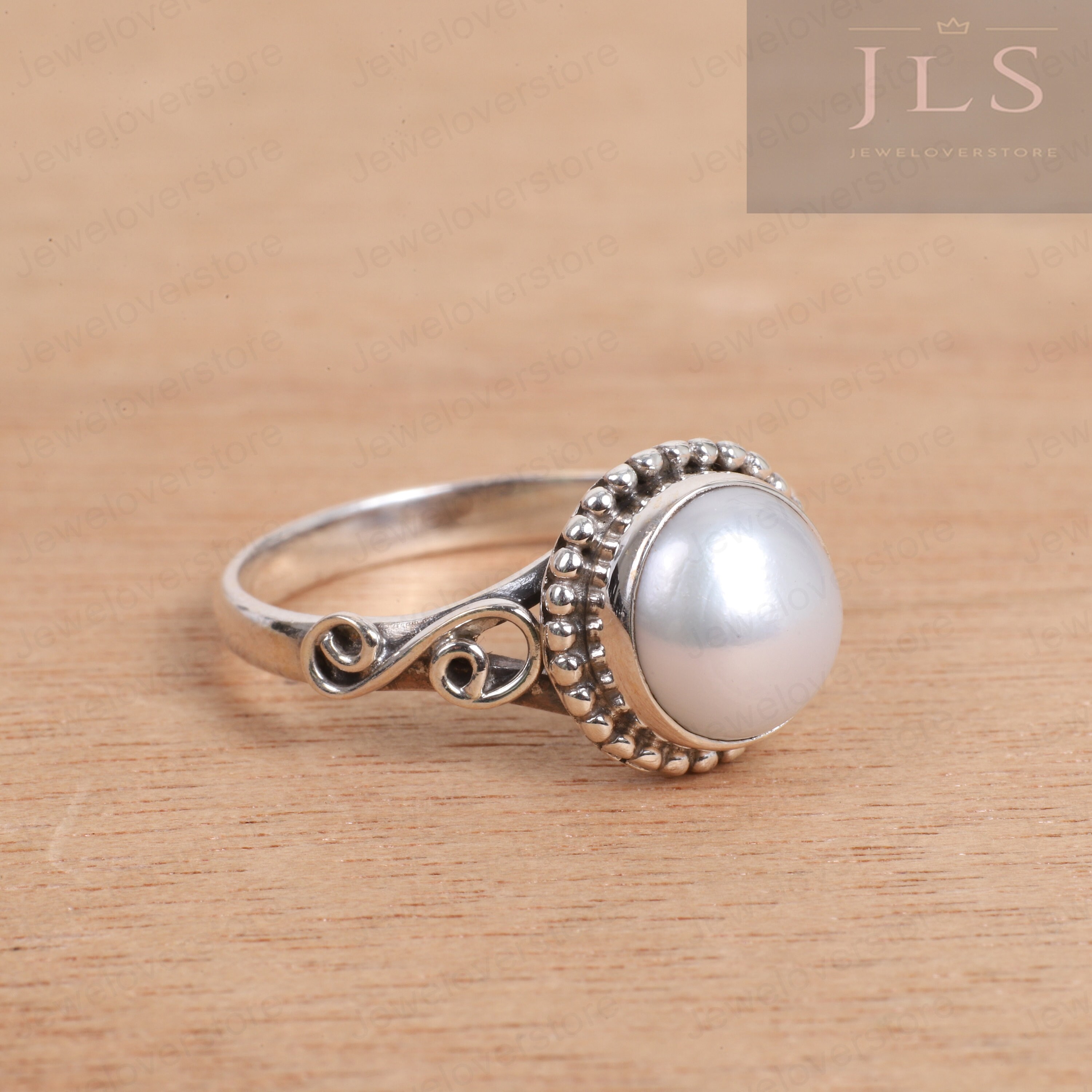 Pearl stone ring Handmade ring 925 Silver Ring Boho ring Etsy