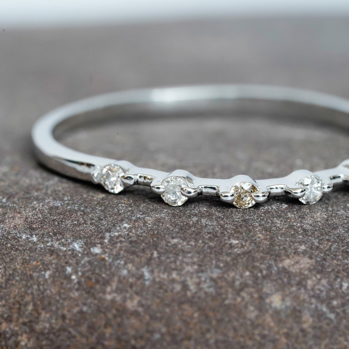 Unique Diamond Band Dainty Half Eternity Ring CZ Stackable | Etsy