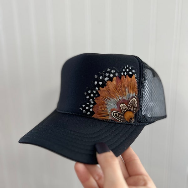 Feather Trucker Hat (side design)