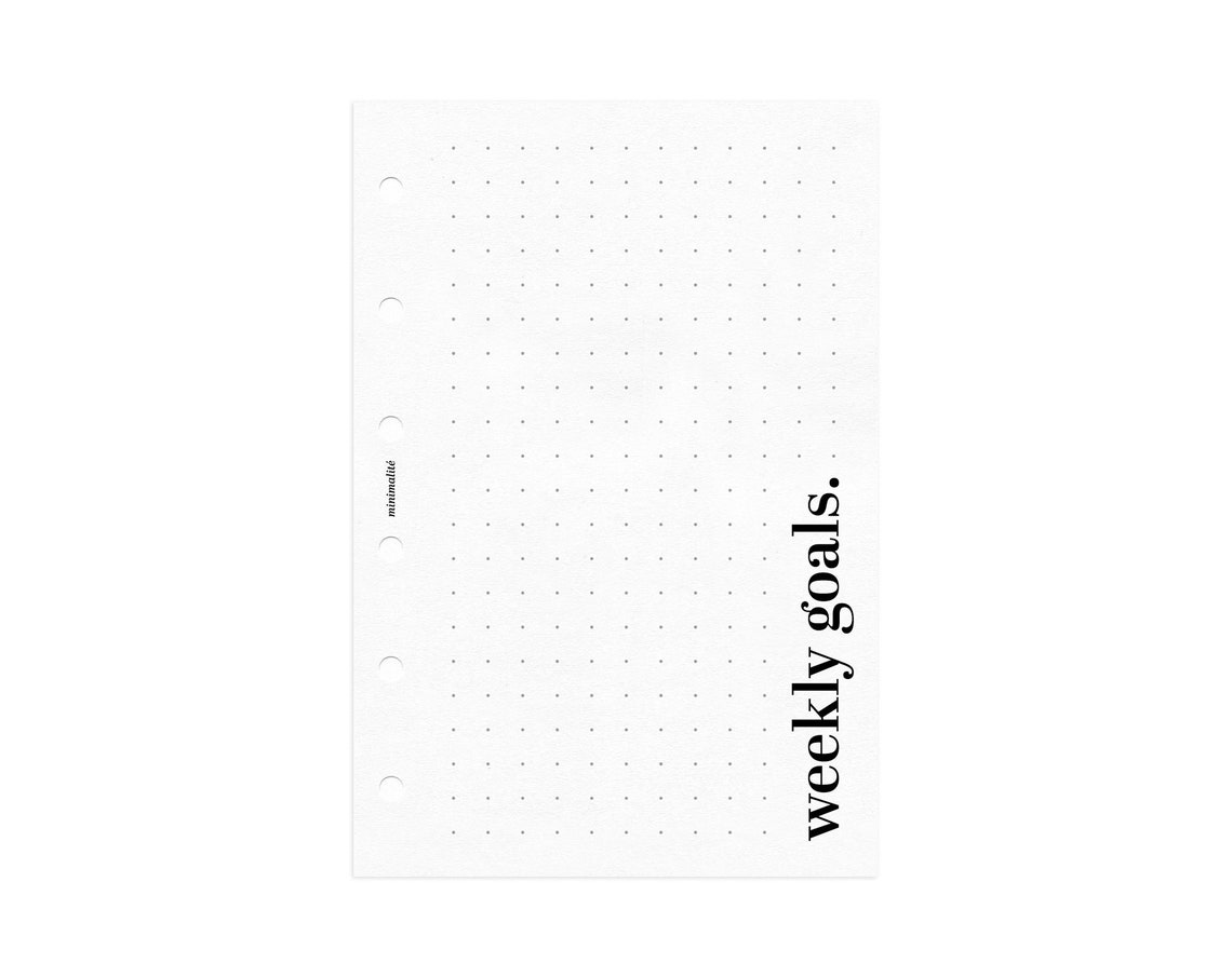 POCKET SIZE // WEEKLY Goals Minimal Planner Printable Inserts // Dot