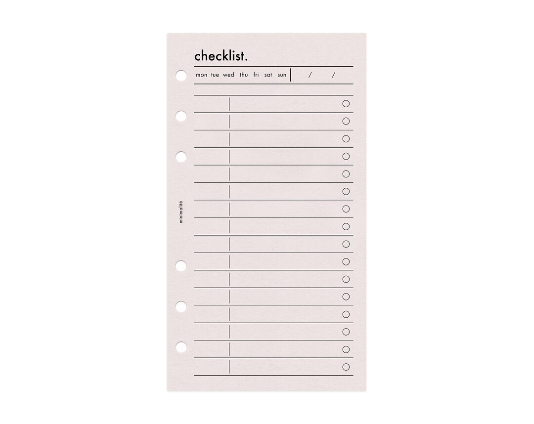 PERSONAL SIZE // CHECKLIST Minimal Planner Printable Insert / to Do ...