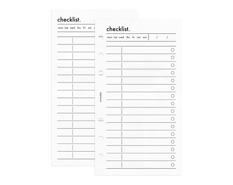 PERSONAL SIZE // CHECKLIST Minimal Planner Printable Insert // to Do ...