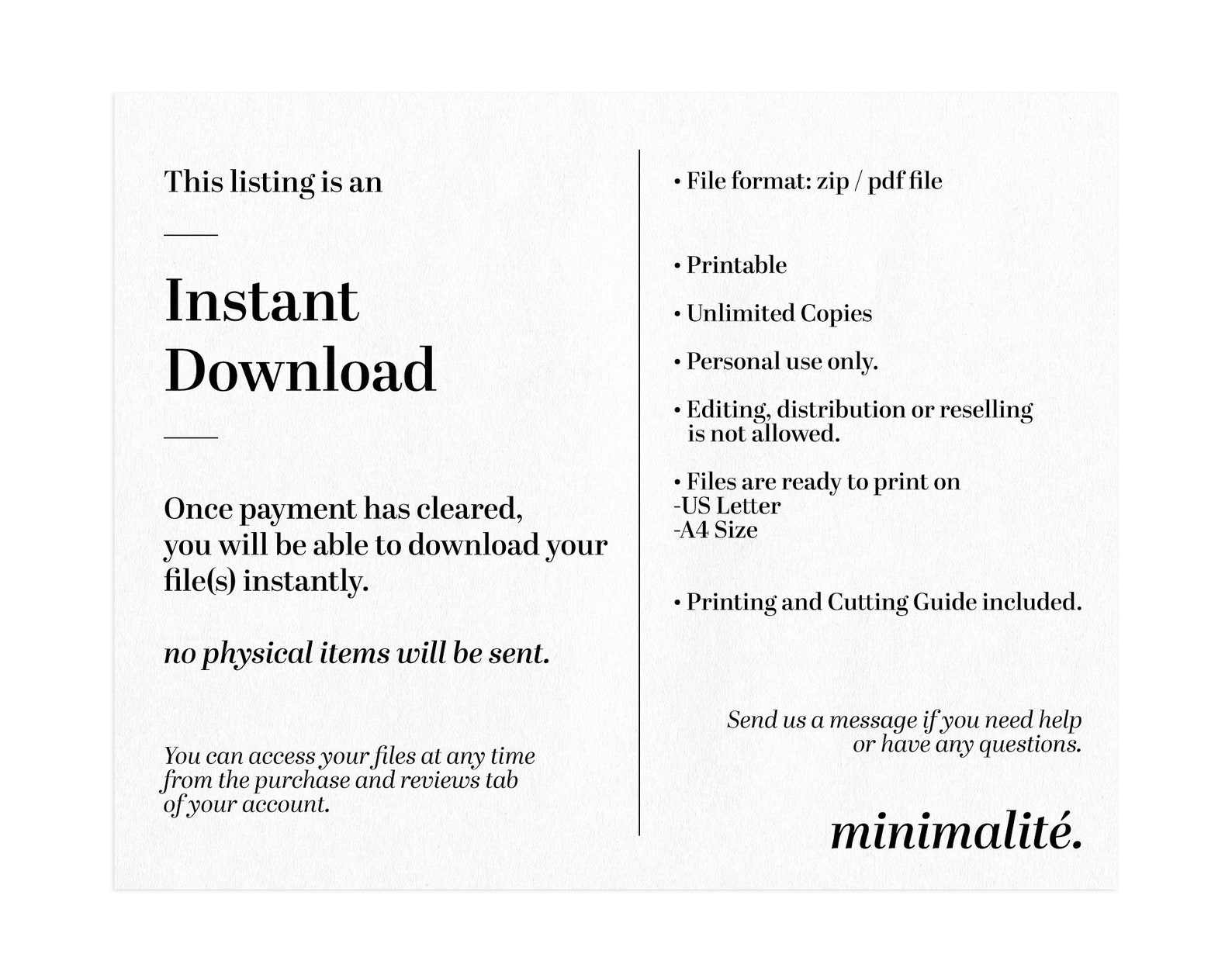 PERSONAL SIZE // CHECKLIST Minimal Planner Printable Insert // to Do ...