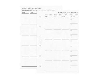 PRINTABLE Pocket Size Month on Two Pages Insert Undated - Etsy