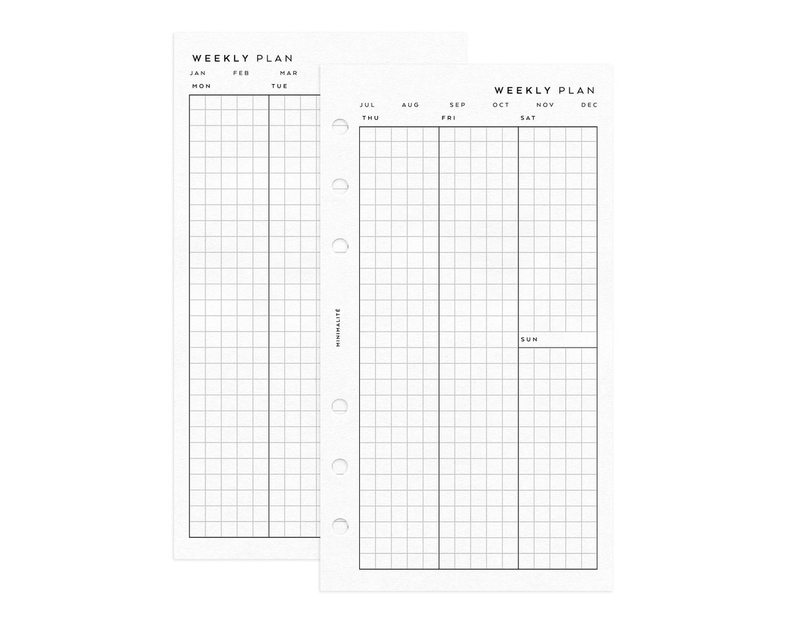 PERSONAL SIZE // WEEKLY Planner Minimal Printable Insert // - Etsy