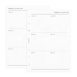 A5 PLANNER // YEARLY Overview Planner Minimal Printable Inserts // Year At A Glance Minimalist Planner Inserts // Year Planner Agenda A5