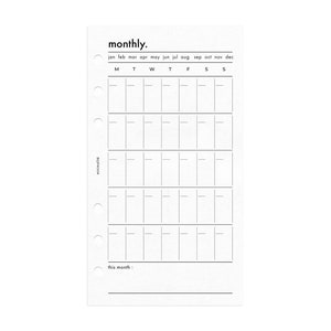 PERSONAL SIZE // MONTHLY Minimal Planner Printable Insert // Month on One Page // Minimalist MO1P Insert // At A Glance Monthly Printable