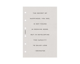 POCKET SIZE // MINIMALIST Planner Dashboard Printable Insert // Pocket Planner Dashboard Printable // Minimal Quote // Neutral // Smoke