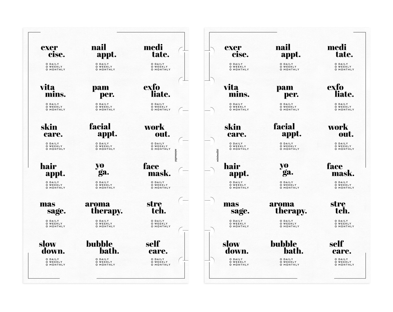 Half letter planner self care routine planner insert etsy