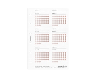 POCKET SIZE // MONTHLY Habit Tracker Planner Minimal Printable Inserts // Pocket Planner Printable Insert // Minimal // Ombré / Dusty Rose