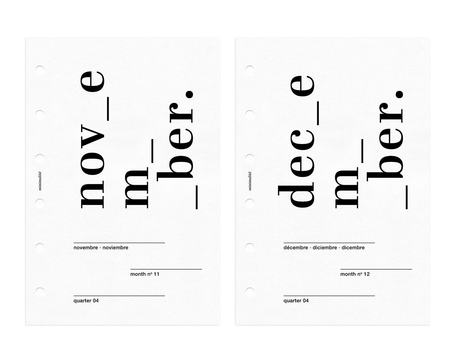 POCKET SIZE // MONTHLY Minimal Planner Dashboard Set Printable Inserts