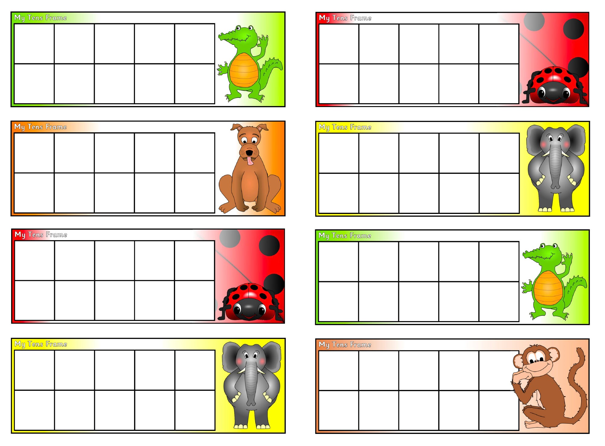 Printable Ten Frame Worksheet Preschool thru Second Grade | Etsy