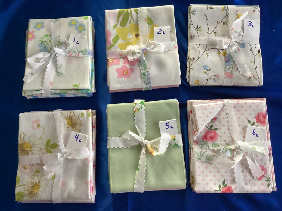 Fat Quarters From Vintage Sheets 50/50 Cotton Polyester Etsy