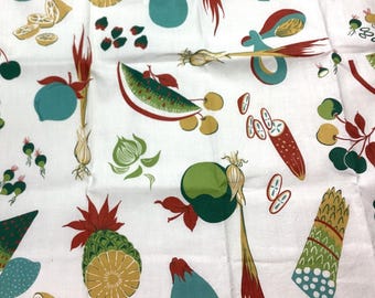 Vintage Fruit & Vegie Fabric - 1950's- early 60's -18"x 35" wide from selvage to selvage