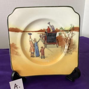 Royal Doulton - Coaching Days - Sandwich/Side Square Plate-  England - 5.75&quot; -  1902-1922 (250A)