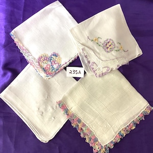 Lot of 4 Vintage Handkerchiefs - Assorted- Beautiful Hankies (235A )