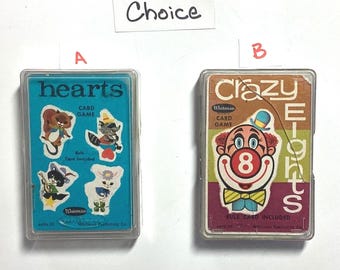 Choice - Hearts (1963) or Crazy Eights (1951) Card Game - Whitman - Vintage