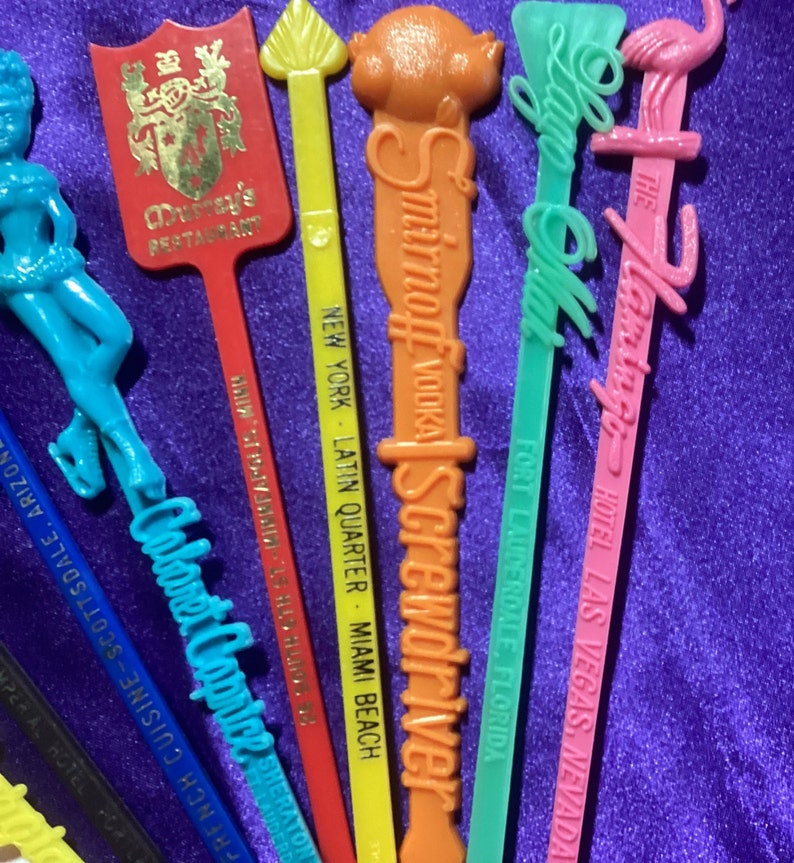 Vintage Swizzle/stir Sticks Sets Collectible Etsy