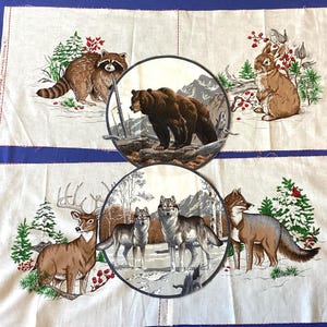 6 Wildlife Animal Patch Rectangle &Circles- Quilt Blocks  (794A)