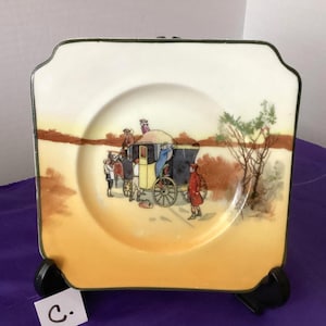 Royal Doulton - Old English Coaching Scenes - Sandwich/Side Square Plate-  England - 5.75&quot; -  1902-1922 (252A)