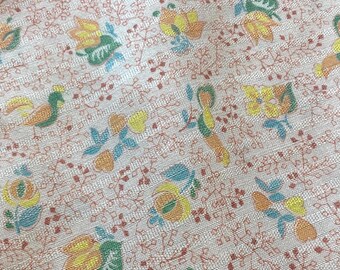 Bird and Fruit Flour Sack -Un-Opened - Summer Dress Weight 21.5" W x 37"L - NOT Reproduction (944A)