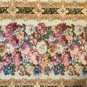 Vintage Jacquard Tapestry/Upholstery Fabric- Floral - 55&quot;Wx72&quot;L (971)
