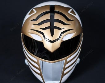 White Ranger Helmet Cosplay MMPR Halloween Costume Prop