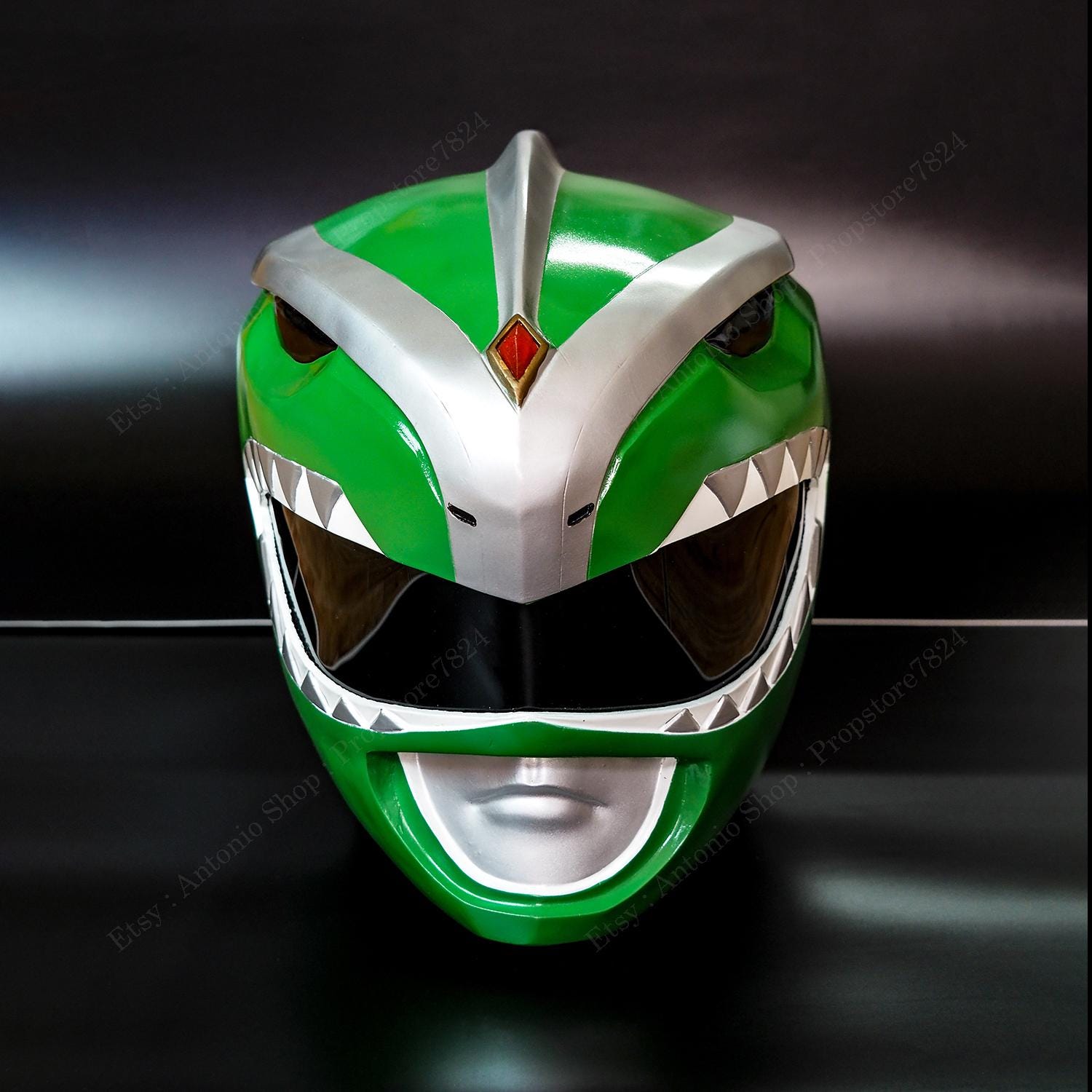 Green Dino Thunder Ranger Helmet Cosplay MMPR Halloween Costume Prop