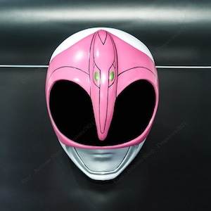 Casco de Ranger rosa para cosplay MMPR, accesorio para disfraz de Halloween